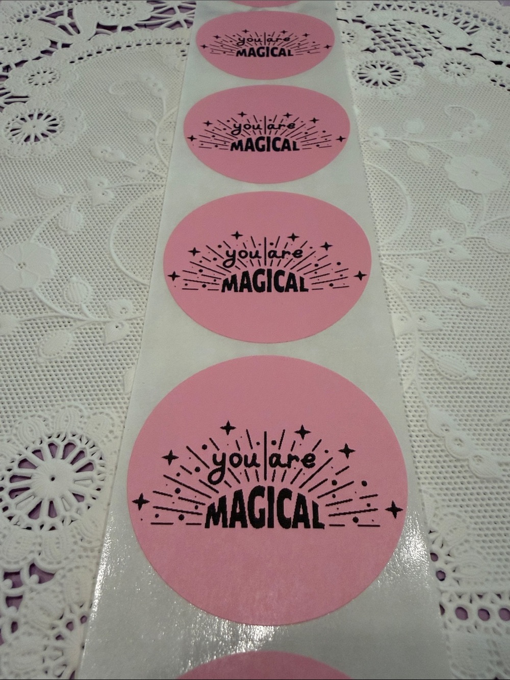 2” pink “You Are Magical” Round Sticker Labels set of 100